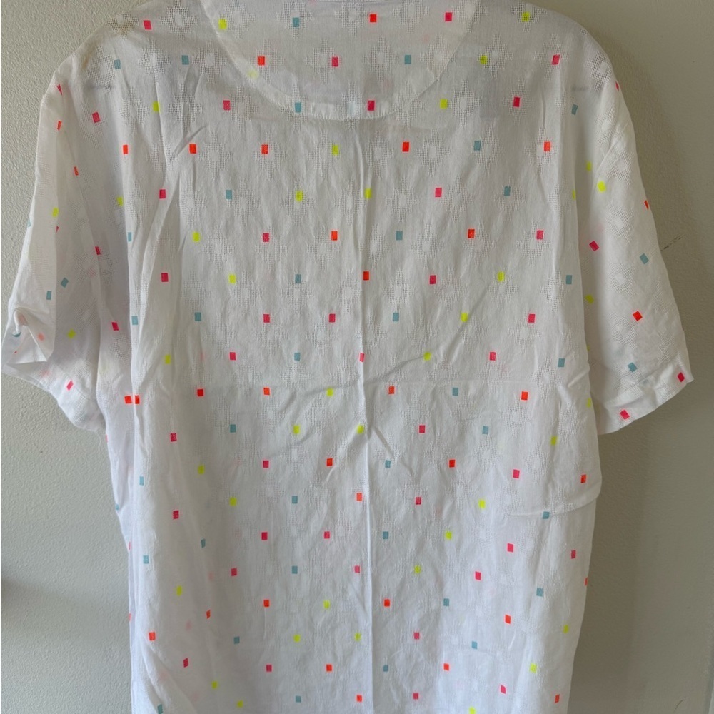 Women's New Wave Button Down Shirt with Colorful Accents - Picture 6 of 7